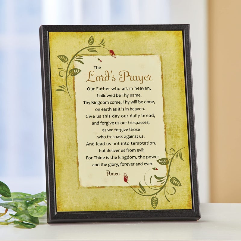 DEXSA Lord's Prayer Wood Framed Plaque Inspiring Quote -6.5"x8.5" Frame Wall & Tabletop Decoration | Easel & Hanging Hook | Our Father, who Art in Heaven, Hallowed be Thy Name | Made in the USA - Image 2